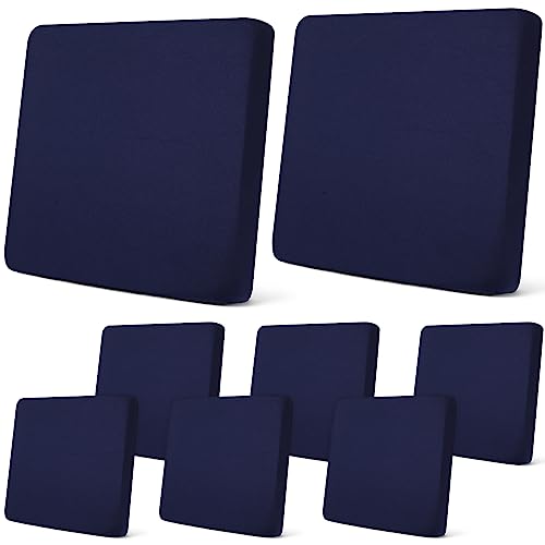 Newwiee 8Pcs Patio Cushion Covers Stretch Outdoor Cushion Cover Replacement for Patio Furniture Sofa Couch Slipcovers, Sof...