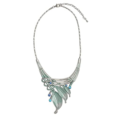 Rosemarie & Jubalee Women's Unbe-leaf-ably Stunning Crystal Rhinestone Accented Textured Metal Leaf Statement Necklace Ear...