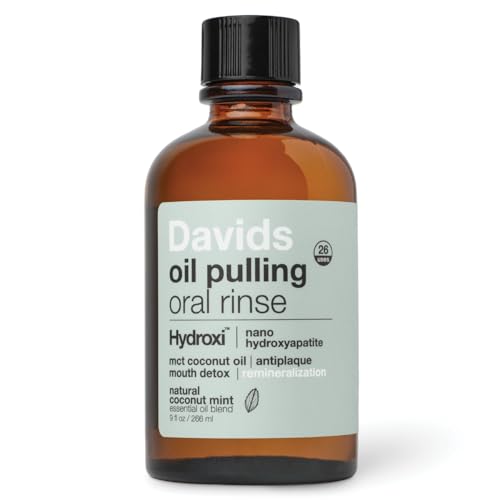 Davids Nano Hydroxyapatite Oil Pulling Oral Rinse Mouthwash, 100% MCT Coconut Oil, Promotes Teeth and Gum Health, Natural ...