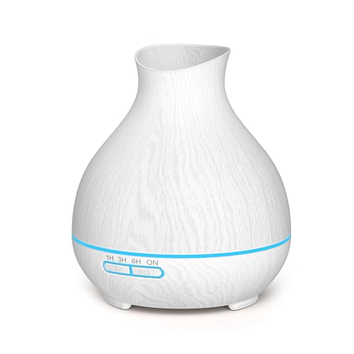 BZseed Aromatherapy Essential Oil Diffuser 550ml 12 Hours White Wood Grain Aroma Diffuser with Timer for Large Room, Home,...