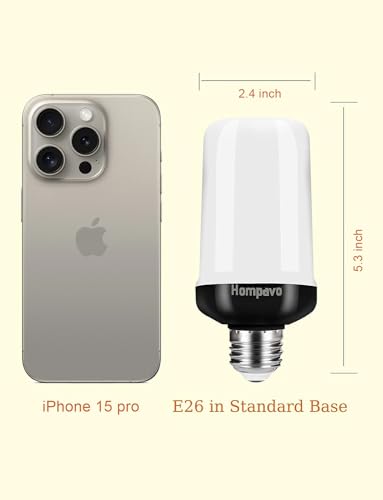 Hompavo 【Upgraded】 LED Flame Light Bulbs, 4 Modes Flickering Light Bulbs with Upside Down Effect, E26/E27 Flame Bulb for H...