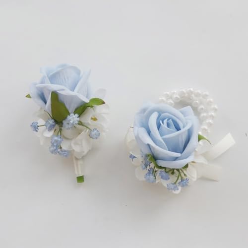 MAFELOE Boutonniere Corsage Set, Artificial Flowers Accessories for Wedding Prom Party Homecoming Celebration Suit Decorat...