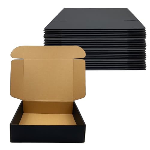 24 Pack 11x9x3 inch Black Shipping Boxes ，Cardboard Packaging Boxes for Mailing Shipping Corrugated Cardboard Boxes for Pa...