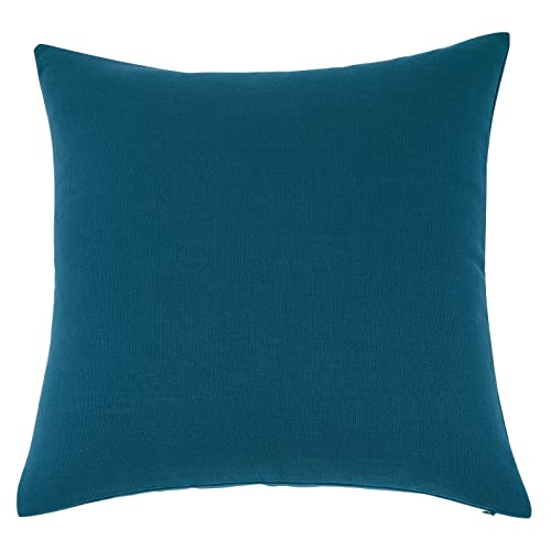 Mixhug Decorative Linen Throw Pillow Covers, Farmhouse Cushion Covers for Couch and Bed, Dark Teal, 24 x 24 Inches, Set of 2