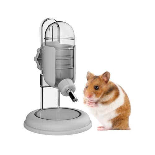 Hamster Water Bottle with Stand, 4oz Water Dispenser for Syrian Dwarf Hamsters Gerbils Mice Rats Degus (Gray)