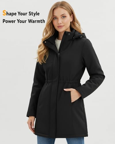 Wulcea Graphene Heated Softshell Jacket for Women 12V Fast Charge 18400mAh Large Capacity