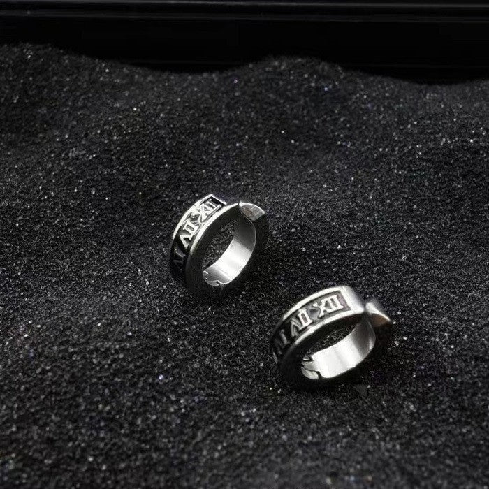 Trend 2026 Men Streetwear Stud Earrings, Upscale High-End Simple Design, Retro Vintage Clip Earrings Punk Style For Fashion Women
