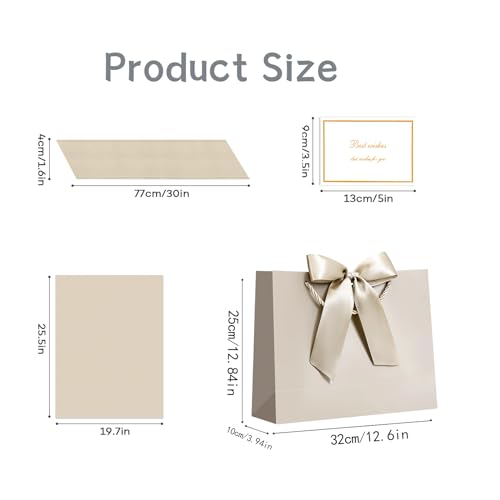 JMANNI Gift Bags with Handles, 13” Medium Gift Bag for Presents, 1 Pcs Bags with 2 Tissue Paper and 1 Cards for Baby Showe...
