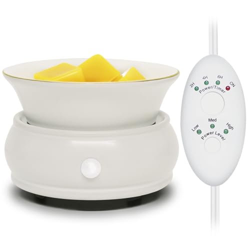 Wax Melter Candle Warmer with Timer - Ceramic Electric Scented Wax Melts Warmer 4-in-1 Candle Burner Melter Timer Adjust F...
