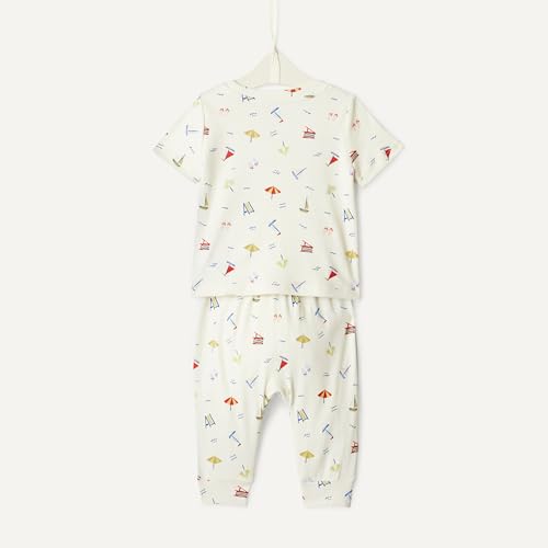 Amazon Essentials x Sofia Grainge Unisex Toddlers and Babies' Cotton Knit Short Sleeve Shirt & Pants Set