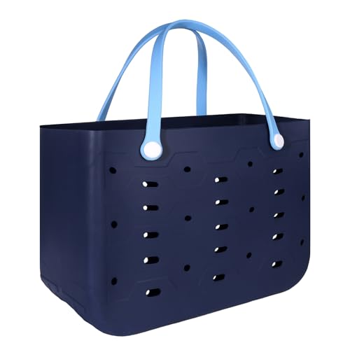 PoVwlty Rubber Beach Bag for Men & Women, Water-resistant Travel Tote Bag for the Beach Boat Pool
