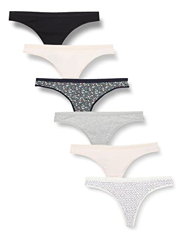 Amazon Essentials Women's Breathable Cotton Thong Underwear, Pack of 6