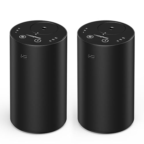 Waterless Essential Oil Diffuser, Rechargeable Scent Diffusers with 3 Mist Levels & Timers, Portable Aromatherapy Diffuser...