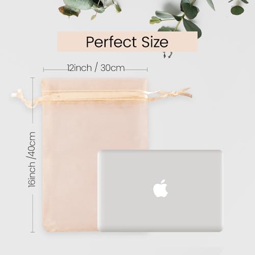 Meowoo 12PCS Big Organza Bags, 12x16in Big Mesh Bags Drawstring, Mesh Gift Bags Drawstring for Shoes, gift bags, home stor...