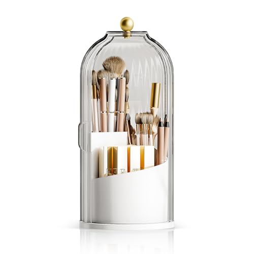 MSHOMELY Dustproof Toothbrush Holder with Lid, 360 Rotating Countertop Electric Toothbrush Toothpaste Holders with Cover f...