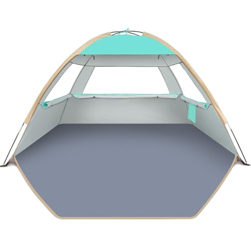 Gorich Beach Tent Sun Shelter for 3/4/6/8/10 Person with UPF 50＋ UV Protection, Lightweight & Easy Setup Beach Shade Canop...