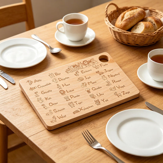 Wooden Alphabet Breakfast Board With Engraved Letters For Gifts And Party Supplies Set