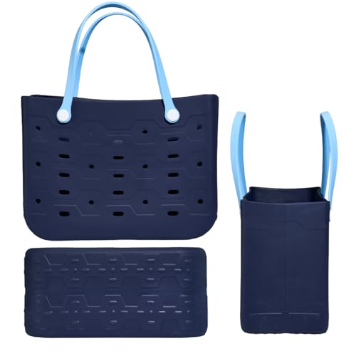 PoVwlty Rubber Beach Bag for Men & Women, Water-resistant Travel Tote Bag for the Beach Boat Pool