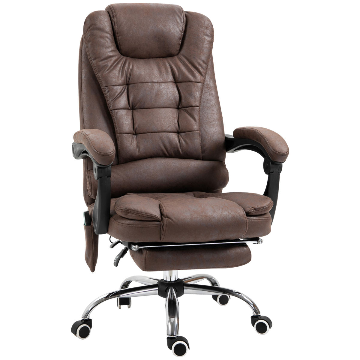 Massage-Bürostuhl, Liege- & Wärmefunktion, Drehbar, Ergonomisch, Bis 120 Kg, Braun