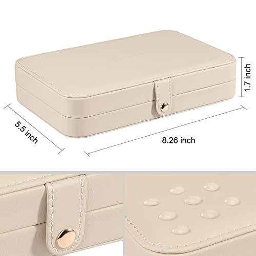 LANDICI Small Jewelry Box for Women Girls, PU Leather Travel Jewelry Case, Portable Jewelry Organizer Storage Holder Displ...