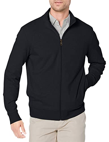 Amazon Essentials Men's Full Zip Mock Neck French Terry Sweatshirt, Lightweight