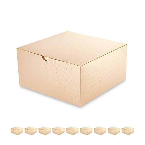 PACKQUEEN Champagne Gold Gift Boxes with Lids 10 Pack 8x8x4 Inches, Parer Bridesmaid Proposal Boxes, Gift Boxes in Bulk fo...
