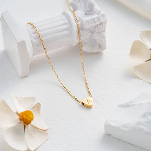 OSNIE Flower Girl A-Z Alphabet Pendant Necklace 14K Gold Plated Tiny Capital Letter Initial Heart Pendant Necklace Wedding...
