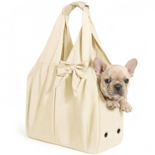 Dog Purse Carrier for Small Dogs, Soft Dog Tote Bag Carrier with 4 Large Pockets, No Collapse, Lightweight, Smart Zipper L...