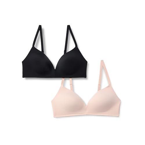 Amazon Essentials Women's Microfiber Lined Plunge Bralette, Wirefree, Pack of 2