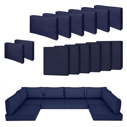 SpaceHop 14 Piece Outdoor Patio Cushion Cover Replacement, Waterproof Patio Cushion Covers, Outdoor Furniture Cushion Cove...
