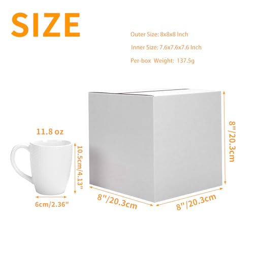 PETAFLOP 8x8x8 Shipping Boxes Set of 25, Small White Cardboard Mailer Box for Packing, Mailing, Business
