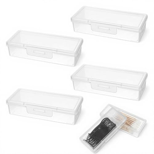 Cotton Swab Holder for Travel, 4 Pcs 4 × 2 × 1 inches Portable Small Clear Floss Holders Empty Cotton Ball Holders, Plasti...