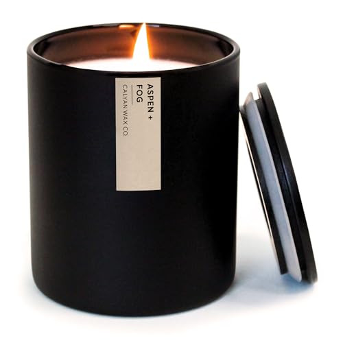 Calyan Wax Co. Aspen & Fog Scented Candle - 75 Hour Burn - Luxury Clean Soy Wax Candles - Long Lasting Black Tumbler Jar C...