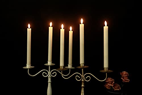 GenSwin Flameless Ivory Taper Candles Flickering with 10-Key Remote, Battery Operated Led Warm 3D Wick Light Window Candle...
