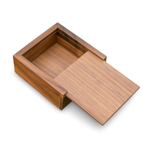 LONMAIX 3.7" x 3.7" x 1.6" Inch Walnut Jewelry Box for Rings, Earrings, Keepsakes | Wedding Gift, Elegant Present | Handcr...