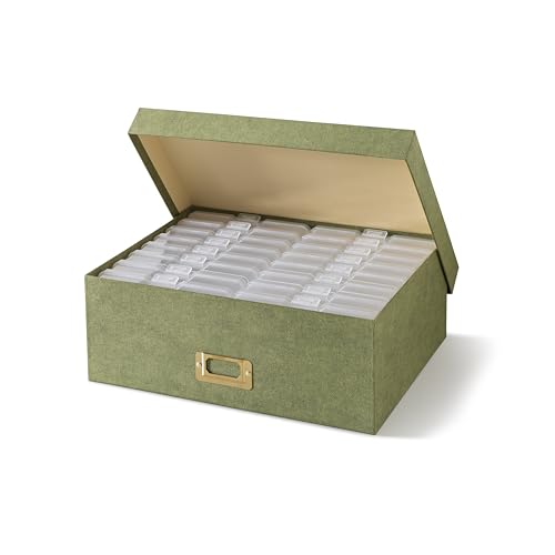 Soul & Lane Photo Storage Box with 16 Inner Cases for 4" x 6" Pictures, Picture Storage Box with Dividers and Label Holde...