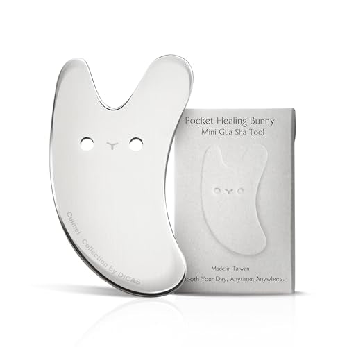 DICAS Pocket Healing Bunny Gua Sha – Mini Stainless Steel Tool for Beauty, Face & Body Puffiness, Tension Relief & Skincar...
