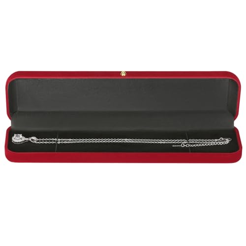 KUKUVR 2 Pieces Velvet Necklace Bracelet Gift Box, Jewelry Long Bracelet Holder case, Chain Display Storage Box for Women ...