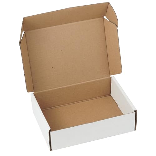 7"x5"x2" Shipping Boxes Set of 3, White Corrugated Cardboard Box Literature Mailer