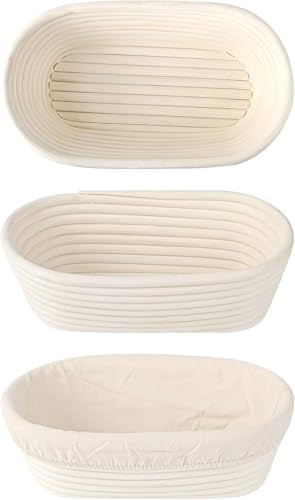 "Saint Germain Bakery Premium Round Bread Banneton Basket with Liner - Perfect Brotform Proofing Basket for Making Beautif...