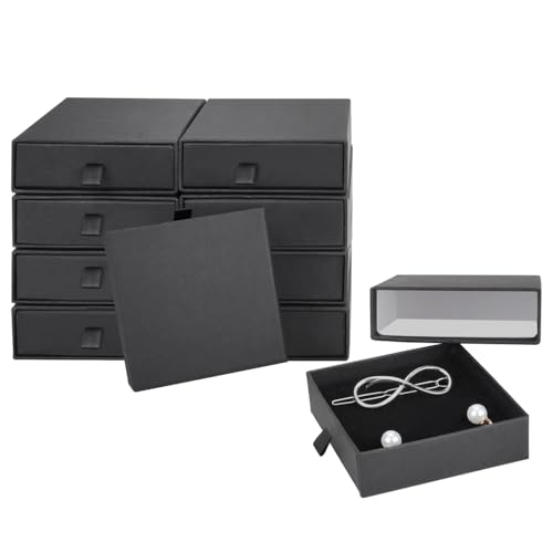 LIOUCBD 10 Pack Jewelry Gift Boxes, 3.5x3.5x1.2 Inch Cardboard Drawer Display Jewelry Boxes, Small Jewelry Boxes with Lids...