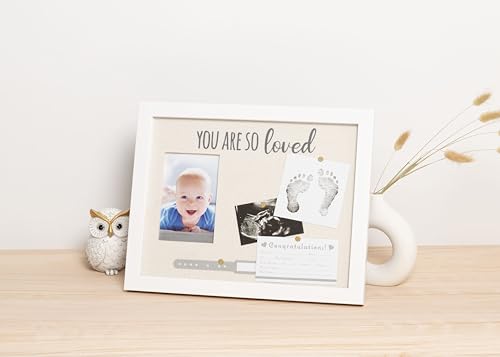 Kate & Milo You Are So Loved Collage Frame, Newborn Keepsake Box, Baby Memento, Nursery Decor, Handprint and Footprint Ink...