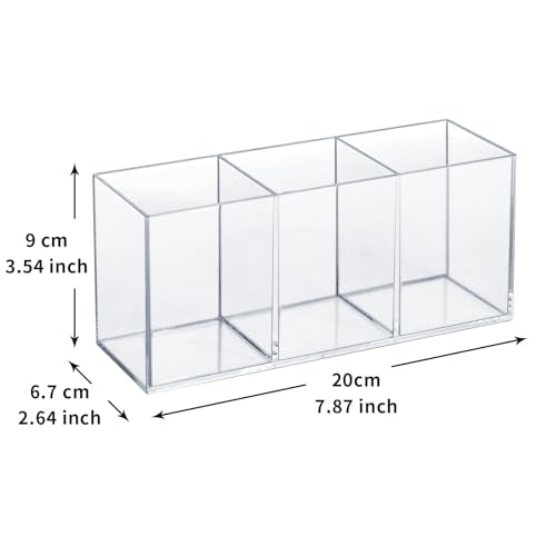 elysolpluv Clear Acrylic Silverware & Pen Organizer Caddy, Transparent Plastic Silverware Holder, Perfect for Office, Bedr...