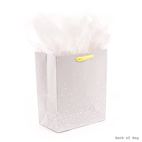 Hallmark 9" Medium Baby Gift Bag with Tissue Paper - Baby Banner in Grey, Pink and Blue for Baby Showers, New Parents, and...