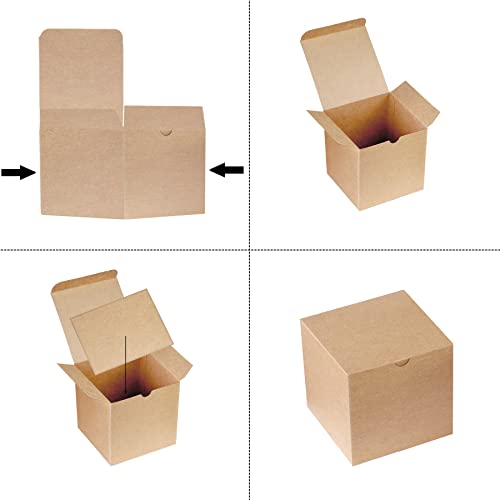 Xxcxpark 48 PCS Brown Gift Boxes 4x4x4 inches, Decorative Party Favor Gift Packaging Box with Lid for DIY Crafting, Cube, ...