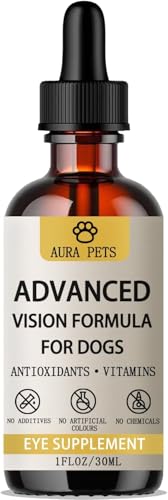 Aura Pets Advanced Vision Formula for Dogs - Eye Health Support with Lutein, Zeaxanthin & Astaxanthin - Helps Maintain Cle...