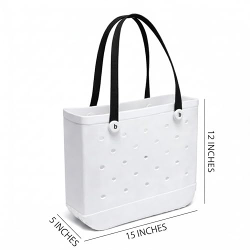 Waterproof Beach Bag Large Tote for Women 15x12x5 - Pool Travel Bag with Free Gift Charm, Sand Resistant EVA Beach Tote Ba...