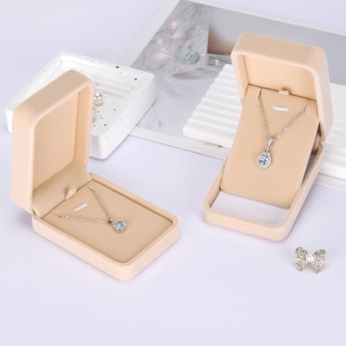 KUKUVR 6 Pieces Classic Velvet Necklace Pendant Box for Jewelry Gift, Small Jewellry Storage Display Case for Wedding Enga...