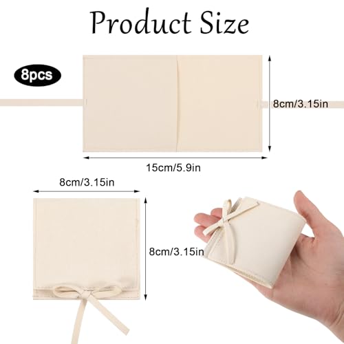 Ymapinc 8PCS Microfiber Jewelry Pouch, 3.15x3.15inch Jewelry Rolls, Luxury Small Gift Bags for Jewelry, Bracelet, Necklac...