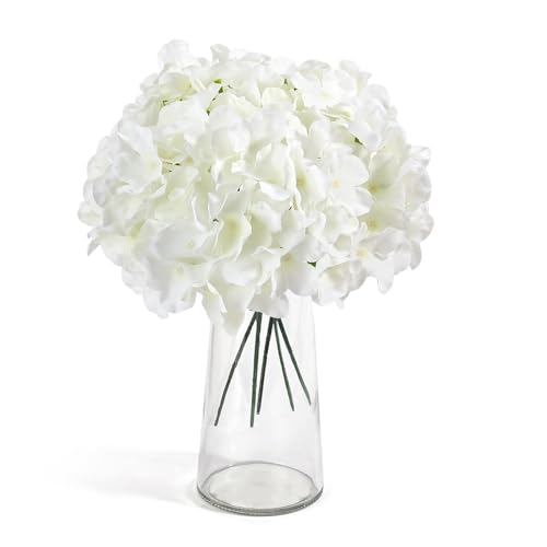 Auihiay 64 PCS Artificial Hydrangea Flowers, Silk Hydrangea Full Flowers Heads with Stems for Wedding Centerpieces, Home, ...